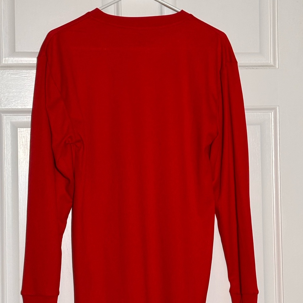 Beverly Hills Polo Club Red Long Sleeve Shirt Size Small Waffle Knit Loungewear - Picture 2 of 9